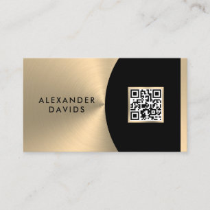 Moderne Zwart Gouden Douane QR Code Visitekaartje