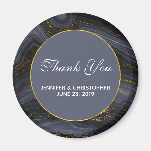Moderne zwart-goudgesteente Abstract bedankt Magneet (Voorkant)