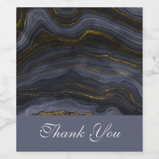 Moderne zwart-goudgesteente Abstract bedankt Wijn Etiket (Enkel label)
