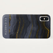 Moderne zwart-goudgesteente Abstract Case-Mate iPhone Case (Achterkant (horizontaal))