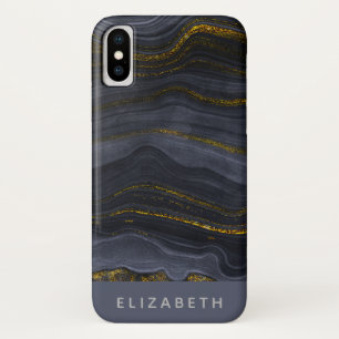 Moderne zwart-goudgesteente Abstract iPhone X Hoesje
