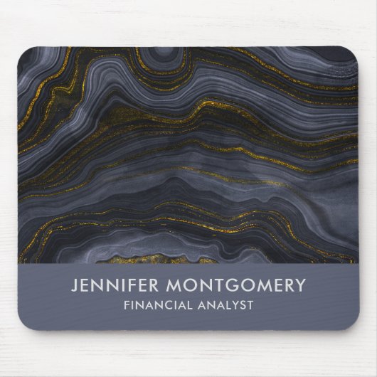 Moderne zwart-goudgesteente Abstract Muismat (Voorkant)