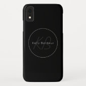 Moderne Zwart & Grijs | Koele Naam & Monogram Case-Mate iPhone Case (Achterkant)
