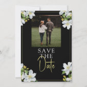 Moderne Zwart & Groene Jasmijnfoto Opslaan De Datu Save The Date (Achterkant)