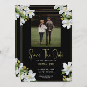 Moderne Zwart & Groene Jasmijnfoto Opslaan De Datu Save The Date (Voorkant / Achterkant)