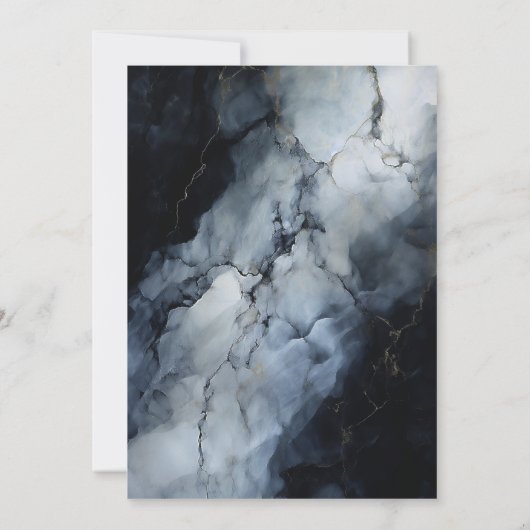 Moderne Zwart Marmeren Bruiloft Save the Date (Achterkant)