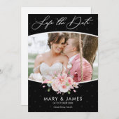 Moderne Zwart met de Hand Geschreven Foto Save The Save The Date (Voorkant / Achterkant)