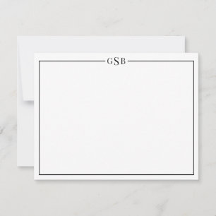 Moderne zwart monogram - persoonlijk verhaal notitiekaartje