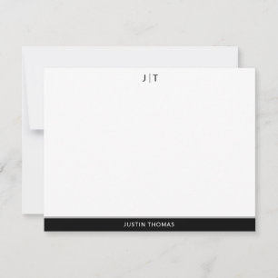 Moderne zwart monogram - persoonlijk verhaal notitiekaartje