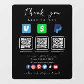 Moderne Zwart Multi QR Code Paypal Venmo Cash App Raamsticker (Vel)