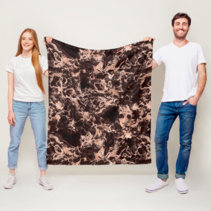 Moderne zwart-roze gouden marmeren patroon fleece deken