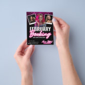 Moderne Zwart Roze Haar Salon Boeking Foto Flyer (Hand)