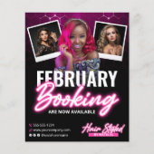 Moderne Zwart Roze Haar Salon Boeking Foto Flyer (Voorkant)