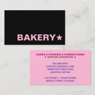 Moderne Zwart & Roze Kleur Aanpasbare Bakkerij Visitekaartje