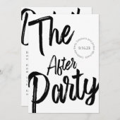 Moderne, zwart script zwart wit na bruiloft kaart (Voorkant / Achterkant)