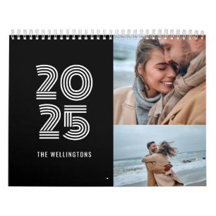 Moderne zwart vet typografie 3 foto familie kalender