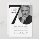 Moderne zwart-wit 70ste foto verjaardagsfeestje kaart (Voorkant)