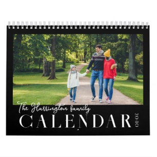 Moderne zwart-wit aangepaste gezelfotokalender kalender