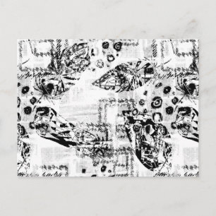 Moderne Zwart-Wit Abstracte Kunst Ansichtkaart Briefkaart