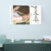 Moderne zwart-wit Afstuderen de Foto van het Manus Spandoek (Beurs)