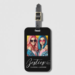 Moderne zwart-wit bestie-foto gepersonaliseerd bagagelabel