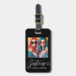 Moderne Zwart Wit Bestie Foto gepersonaliseerd Bagagelabel