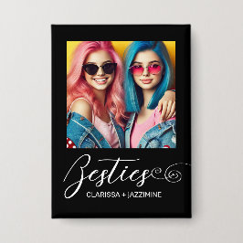Moderne Zwart/Wit Bestie Foto gepersonaliseerd Button