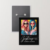 Moderne Zwart/Wit Bestie Foto gepersonaliseerd Button (Voorkant / Achterkant)