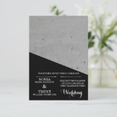 Moderne zwart-wit betonnen bruiloft kaart (Staand voorkant)