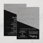 Moderne zwart-wit betonnen bruiloft kaart (Voorkant / Achterkant)