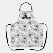 Moderne zwart-wit bloemen moeder gepersonaliseerd schort (Voorkant)