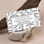 Moderne zwart-wit bloemen schoonheidssalon QR-code Visitekaartje