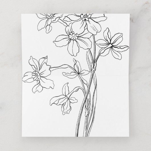 Moderne zwart-wit bloemenbruiloft minimalist P (Binnenkant ongevouwen)