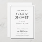 Moderne Zwart-wit bruidegom douche Kaart (Voorkant / Achterkant)