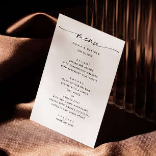 Moderne zwart-wit bruiloft minimalistisch script menu