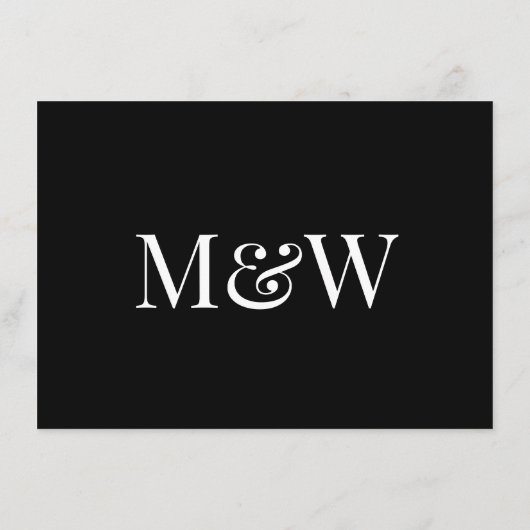 Moderne zwart-wit bruiloft receptie informatiekaartje (Achterkant)