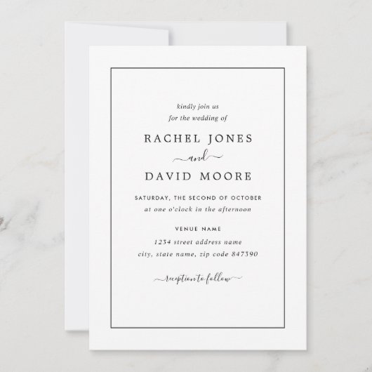 Moderne zwart-wit bruiloft uitnodiging (Voorkant)