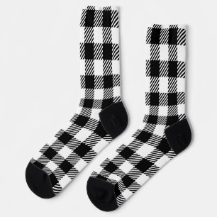 Moderne zwart-wit Buffalo geruite Gingham Sokken