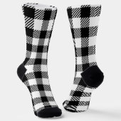 Moderne zwart-wit Buffalo geruite Gingham Sokken (Gebogen)