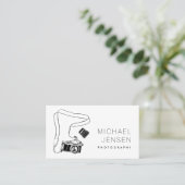 Moderne zwart-wit camera fotograaf visitekaartje (Staand voorkant)