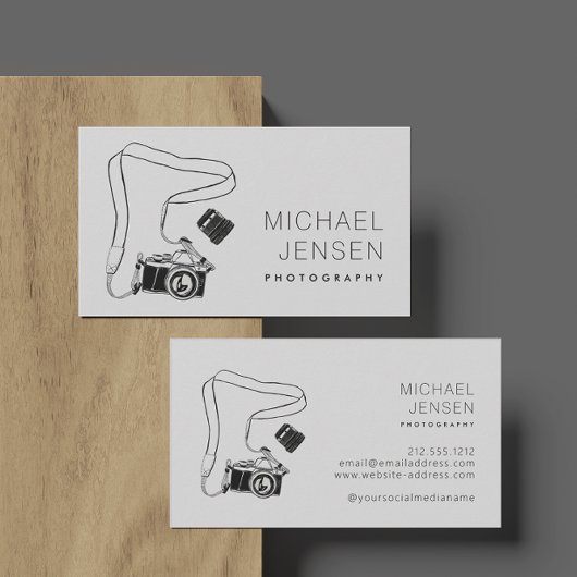 Moderne zwart-wit camera fotograaf visitekaartje
