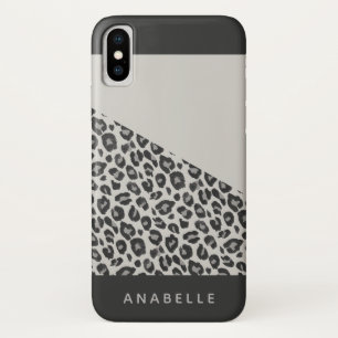 Moderne zwart-wit dieren luipaard print iPhone x hoesje