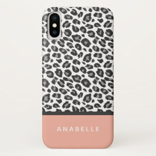 Moderne zwart-wit dieren luipaard print iPhone x hoesje