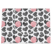Moderne zwart-wit doodle harten Monogrammed Groot Cadeauzakje (Voorkant)