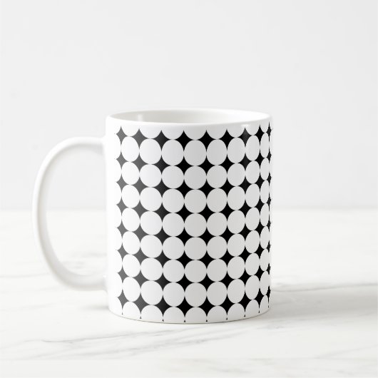 Moderne zwart-wit dot design koffie mok (Links)