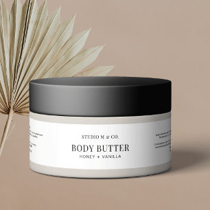 Moderne Zwart & Wit Eenvoudige Bodyboter 4OZ Jar