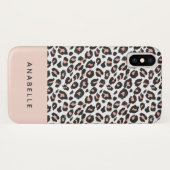 Moderne zwart, wit en perzik dier luipaard print Case-Mate iPhone case (Achterkant (horizontaal))