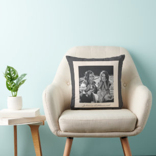 Moderne Zwart-Wit Familie Custom Photo Kussen