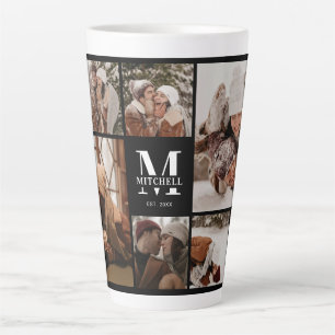 Moderne zwart-wit familie foto collage Keepsake Latte Mok