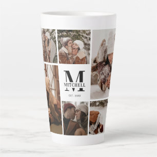 Moderne zwart-wit familie foto collage Keepsake Latte Mok